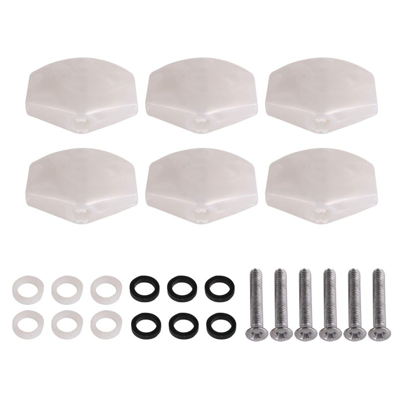 Lovermusic زر ضبط آلة الجيتار Lovermusic ABS 22x16x5mm أزرار رأس الآلة مفاتيح ضبط لؤلؤة بيضاء عبوة من 6 - Image 1
